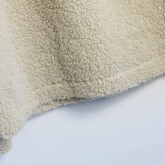 H&M Faux Shearling Jacket Teddy Coat Beige Cream Cozy Warm Fall Full zip ivory - Picture 9 of 9